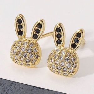 Bunny Earrings: copper with zircon